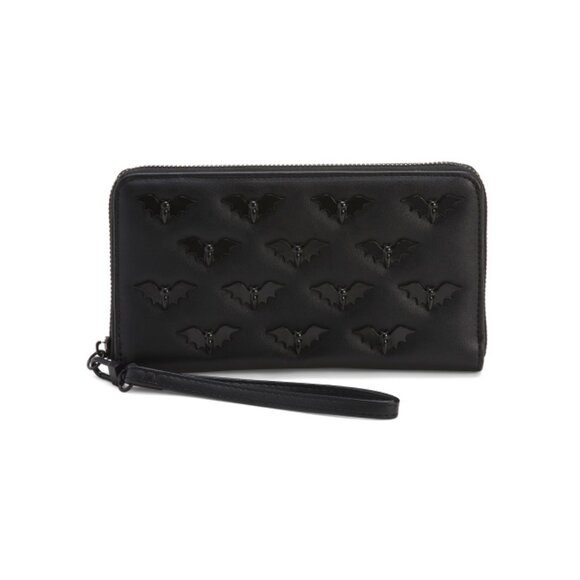 BETSEY JOHNSON Black Zip Around Wallet With Bat Studs - Picture 1 of 2
